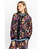 Color:Multi - Image 6 - Cantero Floral Print Knit Contrast Stripe Trim Stand Collar Long Sleeve Zip-Front Coordinating Track Jacket