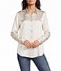 JOHNNY WAS Charmeuse Silky Point Collar Long Sleeve Button-Front Shirt - Image 5