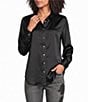 JOHNNY WAS Charmeuse Silky Point Collar Long Sleeve Button-Front Shirt - Image 1