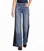 JOHNNY WAS Contrast Side Panel Wide-Leg Stretch Denim 5-Pocket Jeans - Image 1