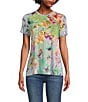 Color:Multi - Image 1 - Cozumel Favorite Bamboo Knit Printed Crew Neck Short Sleeve Tee
