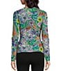 Color:Multi - Image 2 - Johnny Was Daphne Mesh Knit Floral Print Crew Neck Long Sleeve Tee