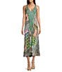 Color:Multi - Image 1 - Diskana Eva Woven Floral Print V-Neck Sleeveless Maxi Shift Dress