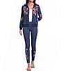 JOHNNY WAS Embroidered Floral Hem Pull-On Knit Leggings - Image 4