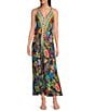 JOHNNY WAS Eva Floral Scarf Print Double V-Neck Sleeveless A-line Maxi Dress, Color:Farout Scarf - Image 1