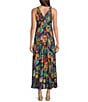 JOHNNY WAS Eva Floral Scarf Print Double V-Neck Sleeveless A-line Maxi Dress, Color:Farout Scarf - Image 2