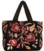 Color:Black - Image 1 - Floral Lilith Quilted Satin Tote Bag