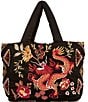 Color:Black - Image 2 - Floral Lilith Quilted Satin Tote Bag
