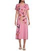 Color:Spring Rose - Image 1 - Gracey Knit Embroidered Placement Floral Motif Short Sleeve A-Line Midi Dress