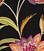 Color:Black - Image 4 - Gracey Knit Jersey V-Neck Short Sleeve Floral Embroidery Top