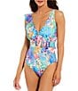 Color:Multi - Image 1 - Helena Ruffle Crossover One Piece Swimsuit