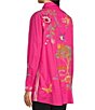 Color:Flamingo Pink - Image 5 - Indalo Embroidered Cotton Point Collar Long Sleeve Button-Front Big Shirt