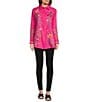 Color:Flamingo Pink - Image 3 - Indalo Embroidered Cotton Point Collar Long Sleeve Button-Front Big Shirt