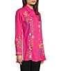 Color:Flamingo Pink - Image 4 - Indalo Embroidered Cotton Point Collar Long Sleeve Button-Front Big Shirt
