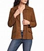 JOHNNY WAS Italian Suede Laser-Cut Diamond Pattern Point Collar Long Sleeve Button-Front Jacket - Image 1