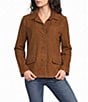 JOHNNY WAS Italian Suede Laser-Cut Diamond Pattern Point Collar Long Sleeve Button-Front Jacket - Image 2