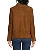 JOHNNY WAS Italian Suede Laser-Cut Diamond Pattern Point Collar Long Sleeve Button-Front Jacket - Image 3