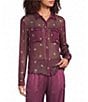 JOHNNY WAS Jacobi Silk Geometric Dot Floral Print Collared Long Sleeve Button-Front Coordinating Shirt - Image 1