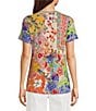 Color:Multi - Image 2 - Janie Favorite Patchwork Print Knit Jersey Crew Neck Short Sleeve Tee