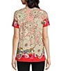 Color:Multi - Image 2 - Janie Favorite Sketched Floral Bamboo Knit Jersey Crew Neck Short Sleeve Swing Tee