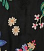 Color:Black - Image 6 - Jeanette Embroidered Floral Split V-Neck 3/4 Ruffle Sleeve Cotton Blouse