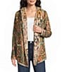 JOHNNY WAS Joan Reversible Bold Contrast Printed Sherpa Long Sleeve Hooded Shawl Collar Jacket - Image 2
