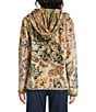 JOHNNY WAS Joan Reversible Bold Contrast Printed Sherpa Long Sleeve Hooded Shawl Collar Jacket - Image 3
