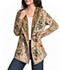 JOHNNY WAS Joan Reversible Bold Contrast Printed Sherpa Long Sleeve Hooded Shawl Collar Jacket - Image 1