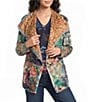 JOHNNY WAS Joan Reversible Print Cascading Collar Long Sleeve Open-Front Sherpa Knit Jacket - Image 1