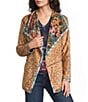 JOHNNY WAS Joan Reversible Print Cascading Collar Long Sleeve Open-Front Sherpa Knit Jacket - Image 2