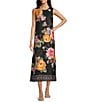 JOHNNY WAS Karolina Placement Floral Border Print Round Neck Sleeveless A-Line Midi Dress, Color:Kasumi - Image 1