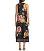 JOHNNY WAS Karolina Placement Floral Border Print Round Neck Sleeveless A-Line Midi Dress, Color:Kasumi - Image 2