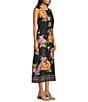 JOHNNY WAS Karolina Placement Floral Border Print Round Neck Sleeveless A-Line Midi Dress, Color:Kasumi - Image 3