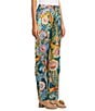 Color:Multi - Image 3 - Kelly Flora & Fauna Print Stretch Silk Pull-On Coordinating Cargo Pants