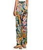Color:Multi - Image 4 - Kelly Flora & Fauna Print Stretch Silk Pull-On Coordinating Cargo Pants
