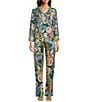 Color:Multi - Image 5 - Kelly Flora & Fauna Print Stretch Silk Pull-On Coordinating Cargo Pants