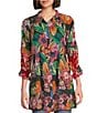 JOHNNY WAS Lapham Adonia Floral Print V-Neck Long Sleeve Tunic, Color:Multi - Image 1