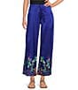 JOHNNY WAS Lauchlen Placement Floral Print Stretch Silk Flat Front Wide Leg Pants, Color:Theresa - Image 1