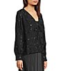 JOHNNY WAS Lesley Sequin Embellished Textured Woven Long Sleeve Tie-Front Jacket - Image 3