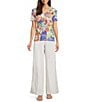 JOHNNY WAS Linen Embroidered Pleated Wide Leg Pants - Image 3