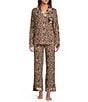JOHNNY WAS Long Sleeve Notch Collar Knit Leopard Print Long Pajama Set, Color:Bellina Leopard - Image 1