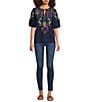 JOHNNY WAS Margot Embroidered Tassel Split V-Neck Short Sleeve Blouse - Image 5
