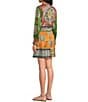 JOHNNY WAS Maxima Placement Patchwork Print Long Sleeve Tie-Waist Mini Shirt Dress - Image 4