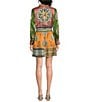 JOHNNY WAS Maxima Placement Patchwork Print Long Sleeve Tie-Waist Mini Shirt Dress - Image 2