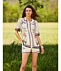 JOHNNY WAS Mayvis Floral Border Print Silk Blend Elastic Waist Drawstring Coordinating Shorts, Color:Willah - Image 5