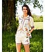 JOHNNY WAS Mayvis Floral Border Print Silk Blend Elastic Waist Drawstring Coordinating Shorts, Color:Willah - Image 6