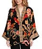 JOHNNY WAS Merhawi Reversible Print to Solid Burnout Velvet Kimono Jacket, Color:Levi - Image 3