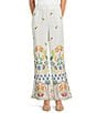 JOHNNY WAS Mixed Floral Printed Linen Elastic Waist Wide Leg Coordinating Pants, Color:Soller - Image 1