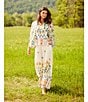 JOHNNY WAS Mixed Floral Printed Linen Elastic Waist Wide Leg Coordinating Pants, Color:Soller - Image 5