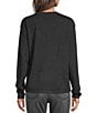 JOHNNY WAS Mixed Media Silk Floral Print Front Crew Neck Drop Shoulder Long Sleeve Merino Wool Pullover Top - Image 2